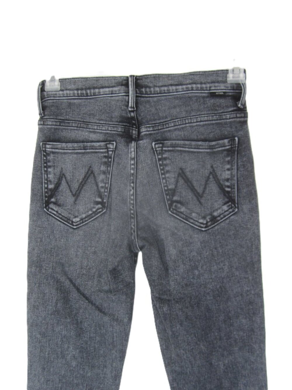 MOTHER 27 EUC The Insider Crop Step Fray Jeans Train Stops Gray Black Raw Hem - Picture 7 of 11